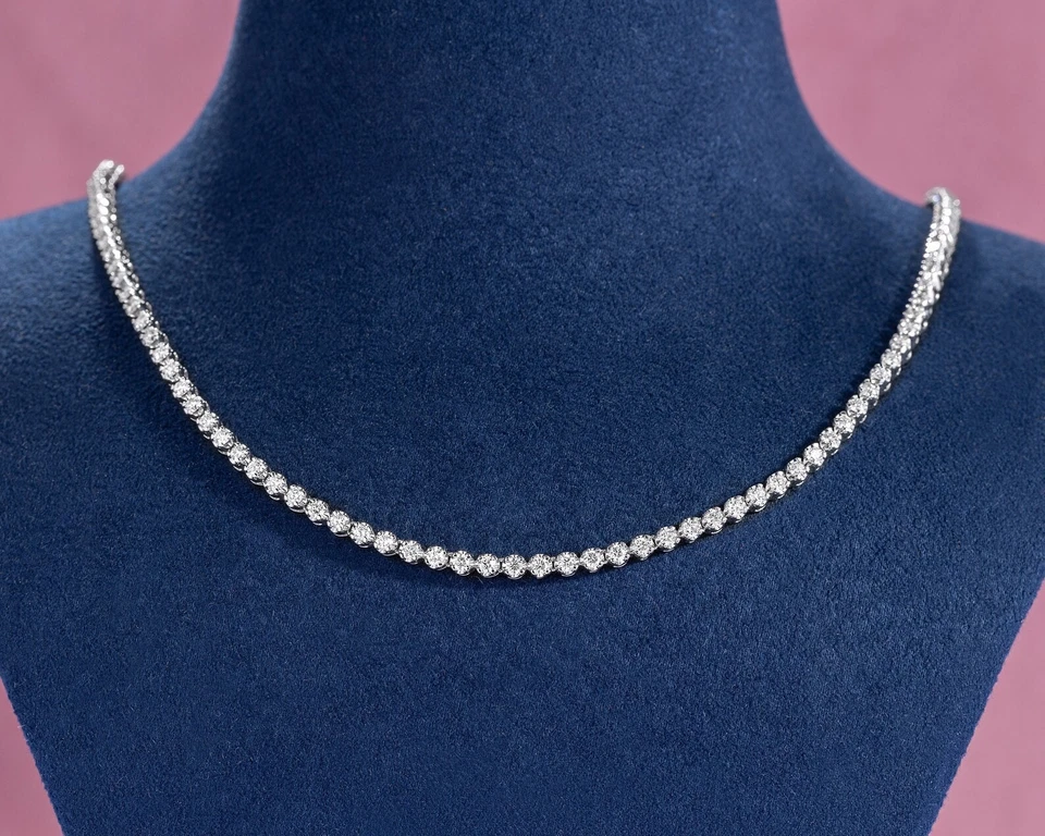 4.5CT Lab Grown Diamond Eternity Tennis Necklace E VS 14K White Gold Over 18" - Image 3 of 4