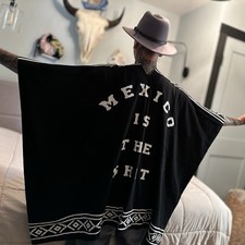 Mexican Poncho Black And White-Mexico is the Sh
