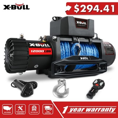X-BULL 12000lb Electric Winch 12V Trailer Winch Synthetic Rope Truck Off-Road