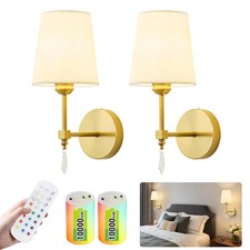 Wireless Wall sconces Set of Two,10000 Mah Battery Operated Wall Sconce with ...
