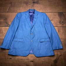 Jos. A. Bank Comfort Stretch Sport Coat Blue Traditional Fit Blazer 46L Long