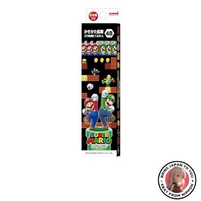 Mitsubishi Pencil Super Mario SMS6 4B Pencils 1 Dozen Paper Box K56434B