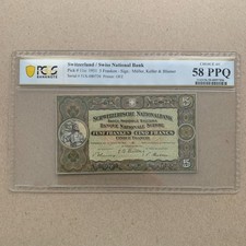 Switzerland 5 Franken 1951 PCGS 58 PPQ P11o Banknote Swiss Currency