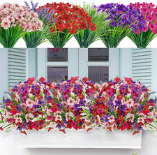 24 Bundles Artificial Flowers for Outdoor Fake Flowers Plants UV Resistant fo...