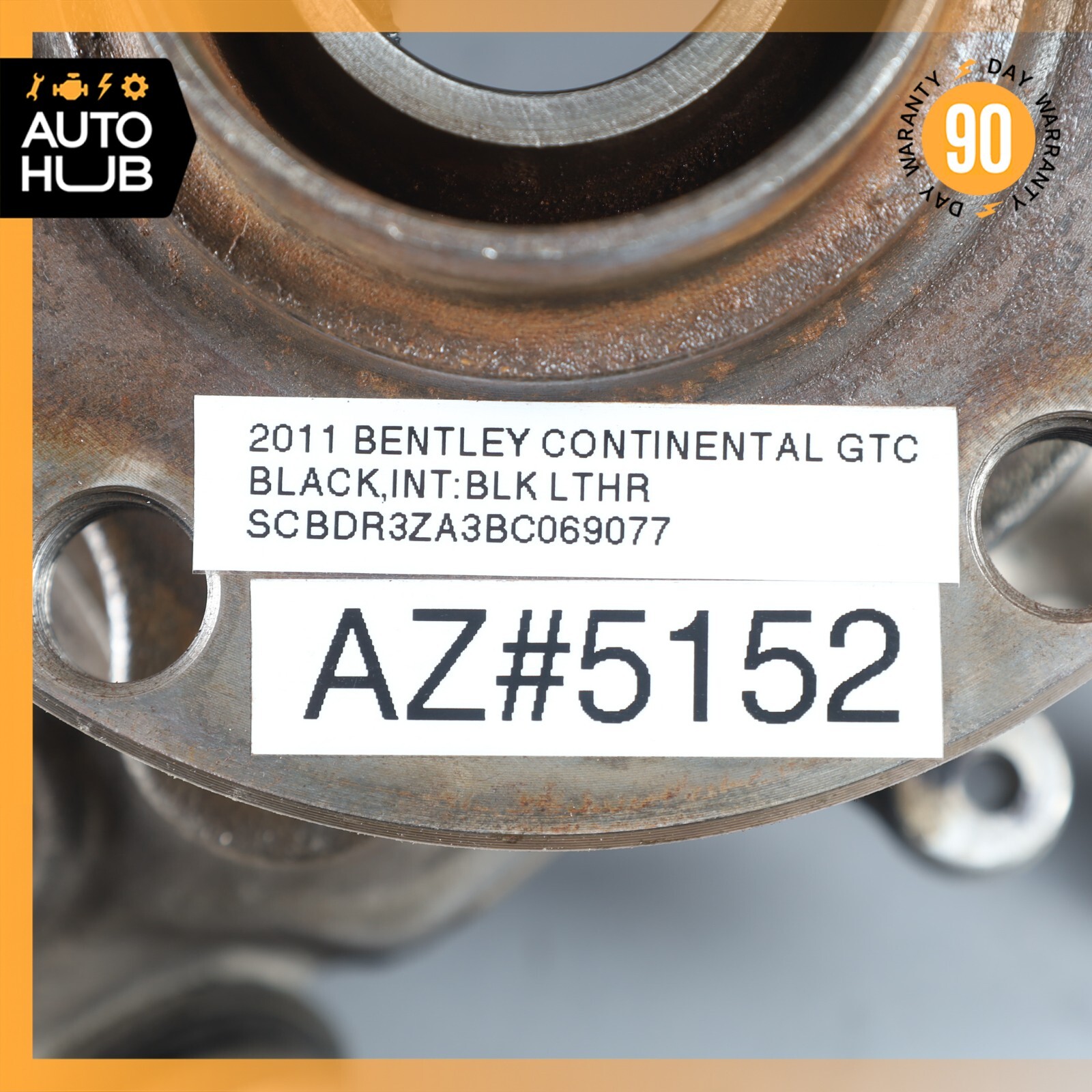 07-12 Bentley Continental GTC Rear Right Side Spindle Knuckle Hub OEM 59k
