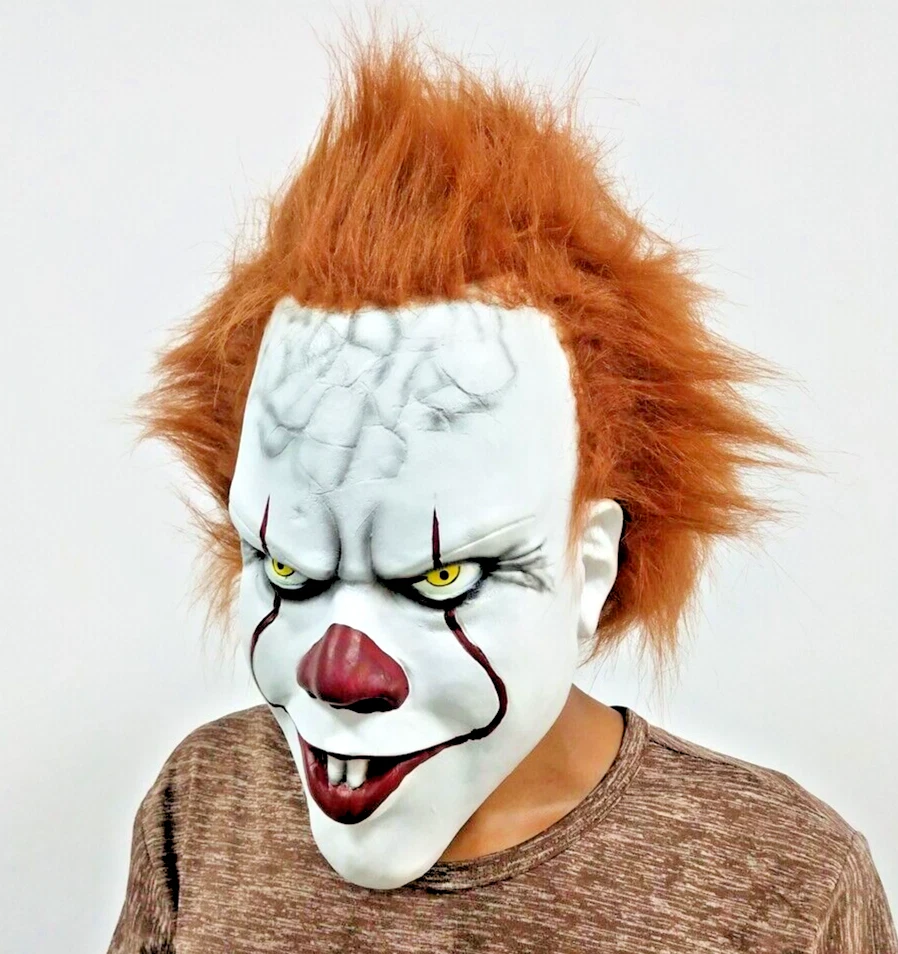 Scary Clown Mask Adults Fancy Dress Halloween Costume Party latex Headgear - Image 3 of 4