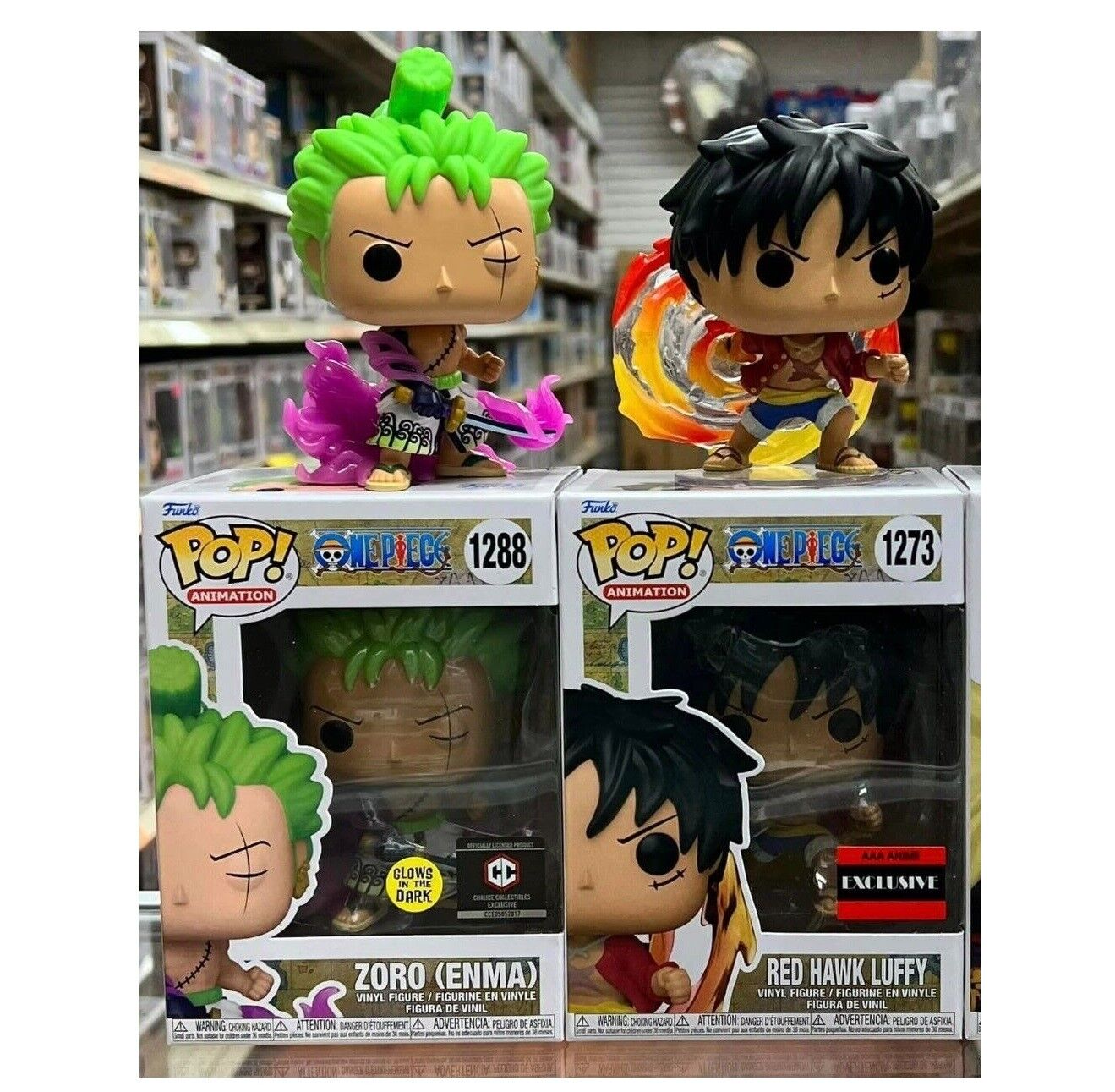 Funko POP! One Piece Red Hawk Luffy & Zoro (Enma) Vinyl Figure with  protector