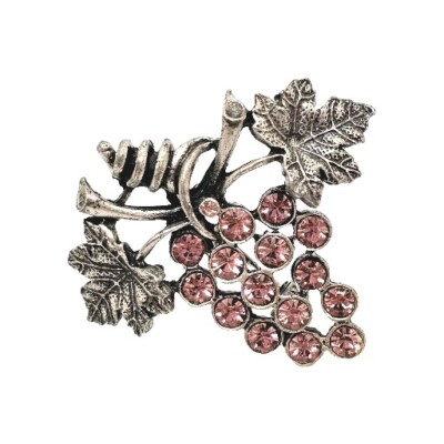 Vintage Grape Cluster Brooch Pin Purple Pink Rhinestones LIA Lianna Signed