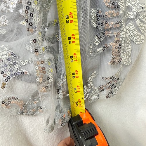 JJ's House Sheath Off the Shoulder Floor Length Evening Dress Silver Size 8, New - Picture 12 of 13