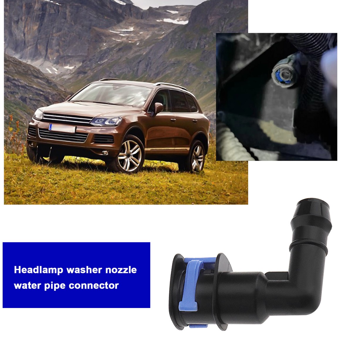 2PCS Headlight Washer Connector Elbow 1J0955665E for VW Beetle Eos