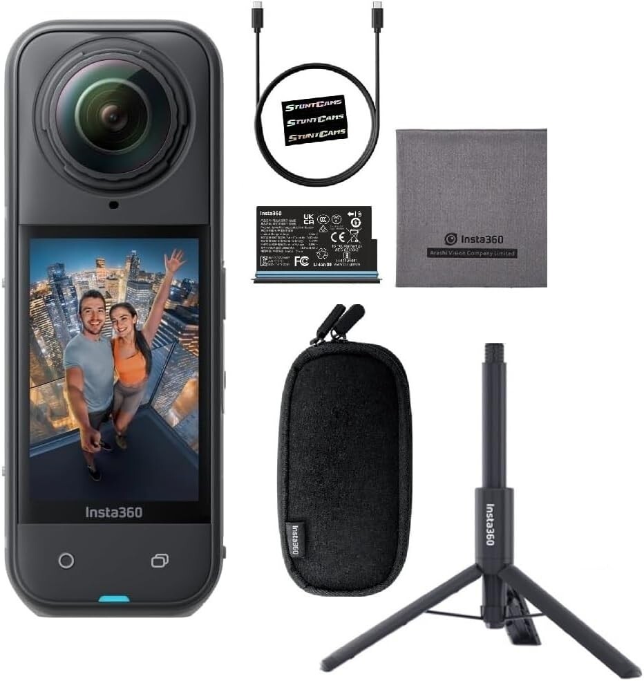 Insta360 X5 Waterproof 8K 360 Video 72MP Photo Action Helmet Camera Tripod Stick