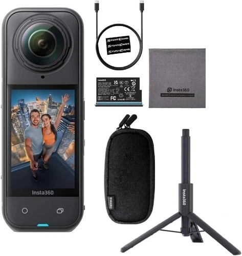 Insta360 X5 Waterproof 8K 360 Video 72MP Photo Action Helmet Camera Tripod Stick