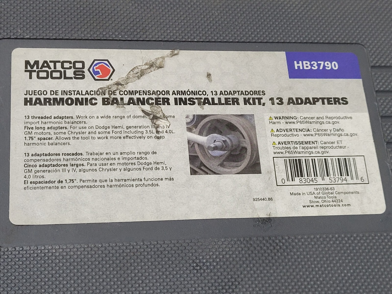 Matco Harmonic Balancer HB3790 Installer Kit w/13 Adapters eBay