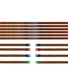 White Water Archery Ranger Traditional Wood Grain Carbon Arrow Shafts .204 - 6pc