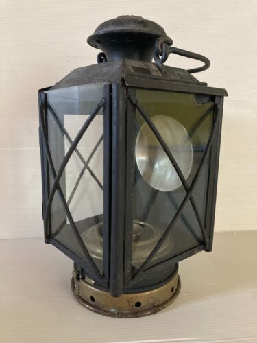Lanterne ancienne OUVRARD PARIS Laiton métal lampe pétrole XIX OIL LAMP - Photo 1/10