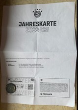 Sammler E-Ticket Dauerkarte FC Bayern München Saison 2022/23