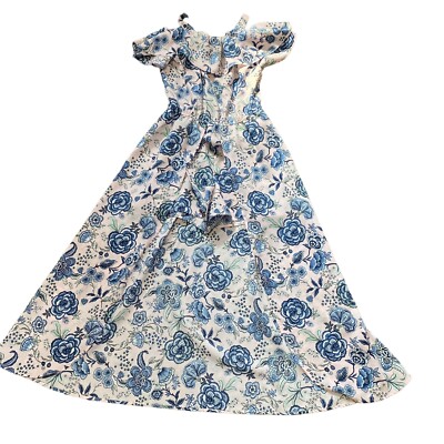Amy Byer Girls Size 14 Romper Floral Print Off Shoulder Ruffle Trim Overlay