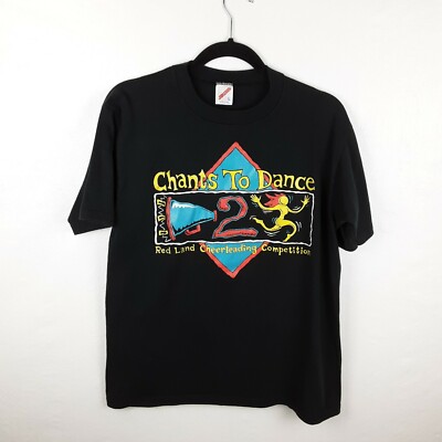 VTG 90s Chants to Dance Cheer Cheerleader Graphic T-Shirt Single Stitch Sz L