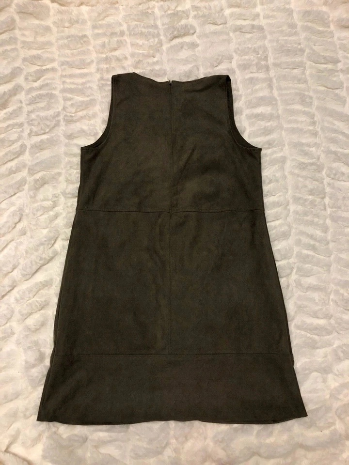 Vestido recto Abercrombie & Fitch verde doble bolsillo frontal gamuza para mujer talla S Foto 4 de 4