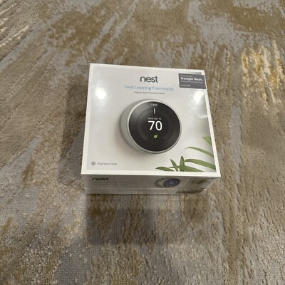 Google Nest 3rd Generation Learning Thermostat T3007ES Stainless Steel SEALED