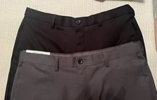 Lot 2 NWT HAGGAR CLASSIC FIT COOL 18 Pro Plain Front Pants 34X34 Gray Black