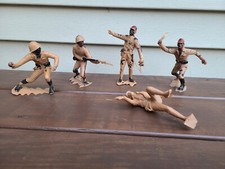 5 Louis Marx Large 6" Japanese Infantry WW2 Vintage Plastic Toy Soldiers