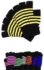 Stripe Fingerless Acrylic Sweater Knit Driving Gloves/Hand Warmers 9 Colors OS