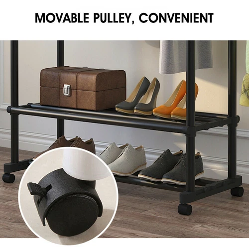 Heavy Duty Rolling Garment Rack Adjustable Wire Shelving Clothes Rack Bedroom - Picture 5 of 14