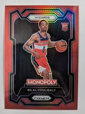 2023-24 Panini Prizm Monopoly #90 Bilal Coulibaly Red Prizm Rookie Card RC 51/99