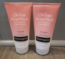 2 Pack Neutrogena Oil Free Acne Wash Pink Grapefruit Cream Cleanser 6 OZ
