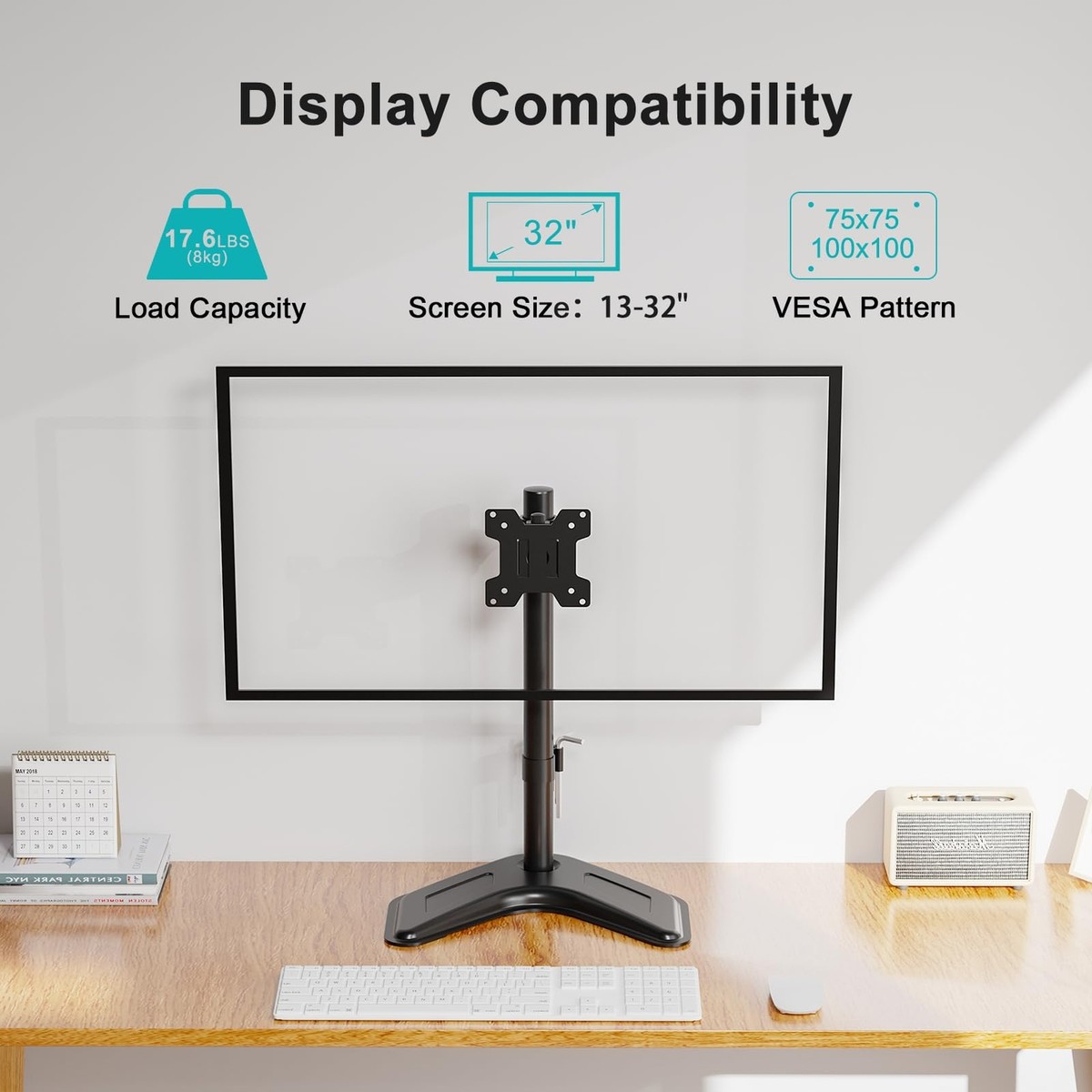 Single Monitor Stands Fits 13-32 inch/17.6 lbs Screen Free
