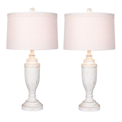 Fangio Lighting 29.5'' Resin Table Lamp, Cottage White, Set of 2 - W-6246CAW-2PK