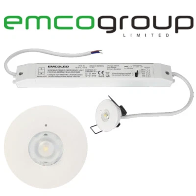EMCO LED Emergency Recessed Ceiling Downlight Pinspot Light 3HR Non Maintained