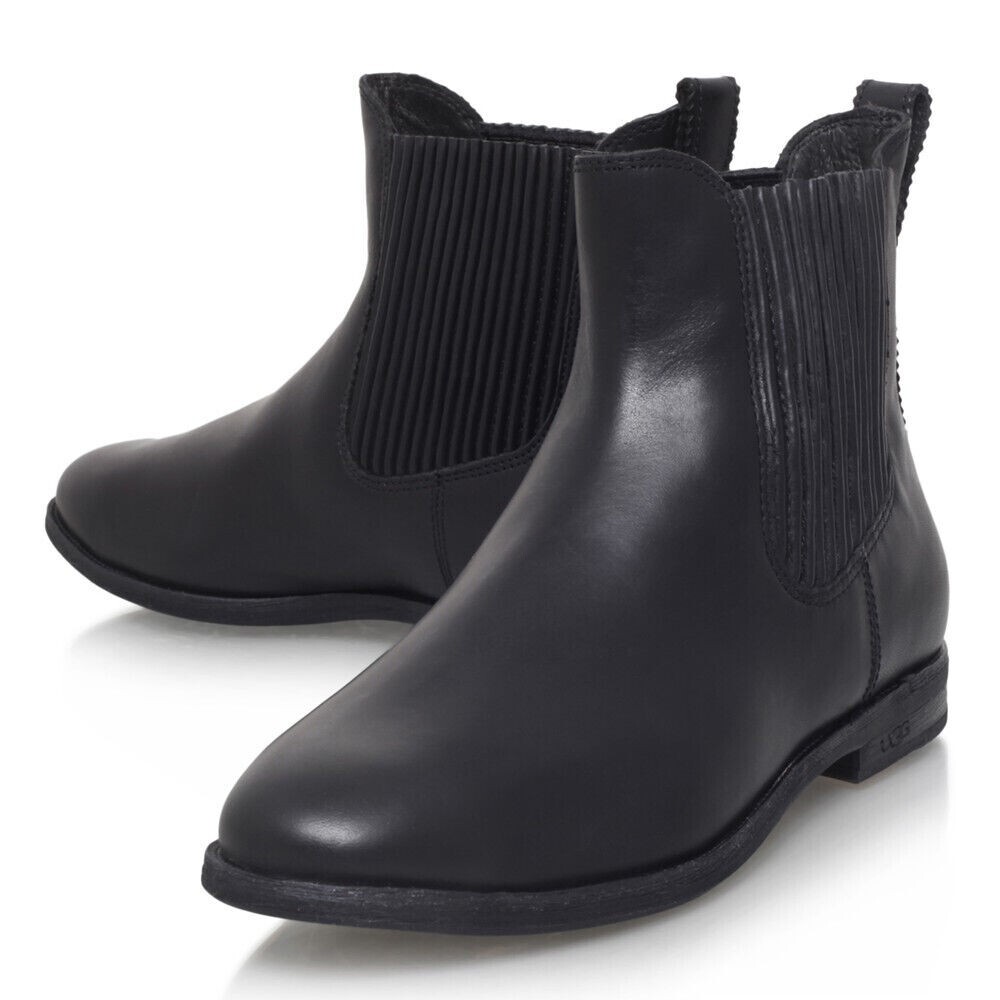 UGG® AUSTRALIA JO BLACK LEATHER CHELSEA ANKLE BOOTS UK EUR 38