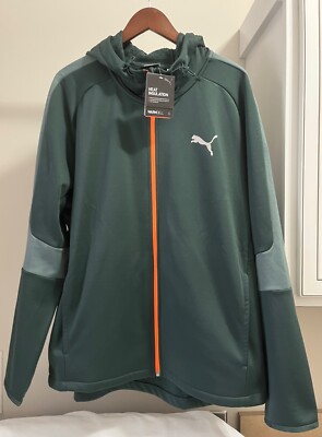 NWT Puma Men's Hooded Full Zip Jacket Green Size XL WarmCell Slim Fit Pockets