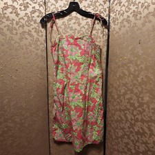 Lilly Pulitzer Vintage White Label Hibiscus Floral Shoulder Tie Dress Size 8 10