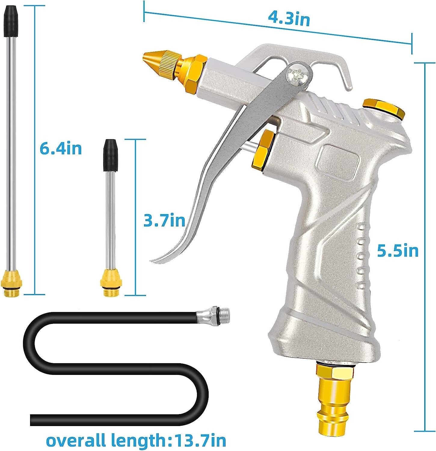 Air Gun for Compressor Air Blow Gun with Brass Adjustable Air Nozzle Air Tools