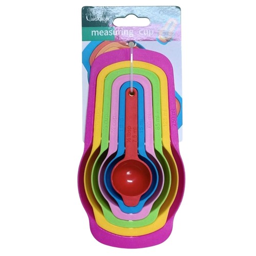 6 Pieces Colorful Measuring Cup Set Cooking Tool Plastic Free Shipping - Picture 2 of 12
