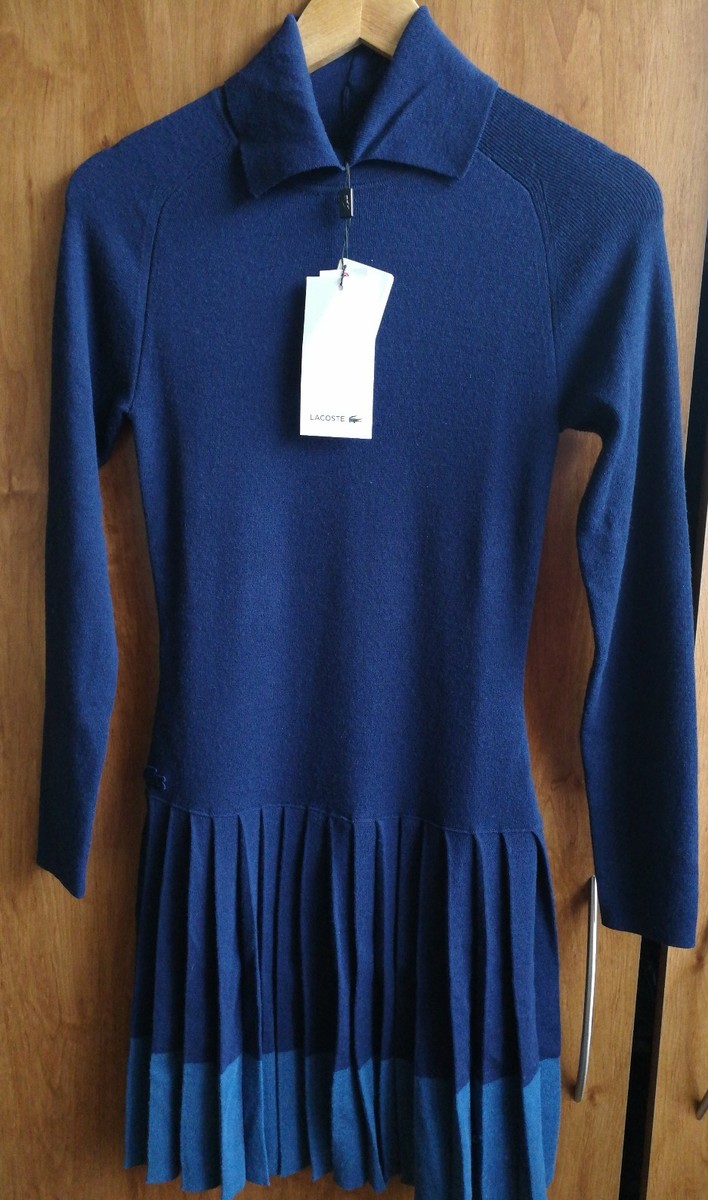 lacoste long sleeve dress Lacoste Long-Sleeve Mini Dress - Grey