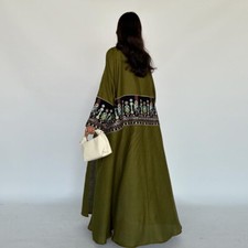 Dubai Embroidery Open Kaftan Abaya Cardigan Muslim Women Dress Robe Turkey Arab