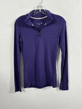 Smartwool Shirt Womens XS Purple Merino Wool Base Layer 1/4 Zip Long Sleeve
