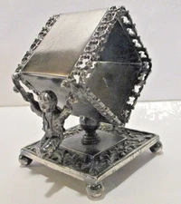 Antique Victorian Napkin Ring Boys Swinging on Diamond Shaped Ring