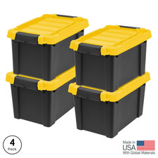 4-Pack IRIS 5 Gallon Black Plastic Latching Storage Bin with Lid Tote