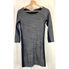 MARINE LAYER Size XS 3/4 Sleeve Stretch Knit Side Stripe Mini Dress Marled Blue