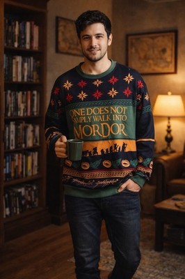 Lord of the Rings Mordor Sweater XL One Does Not Simply Walk LOTR