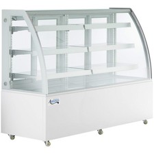 73" White 3-Shelf Curved Glass Refrigerated Bakery Display Case w/ LED Lighting