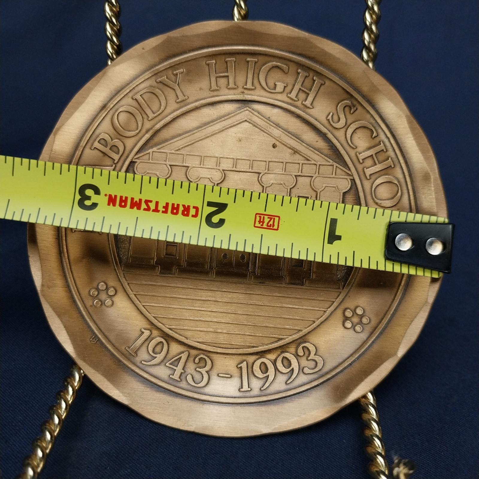 Vtg Peabody High School Wendell August Forged Solid Bronze Plaque Handmade