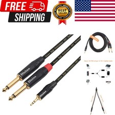 1/8 Inch TRS Stereo to Dual 1/4 inch TS Mono Y-Splitter Cable 3.5mm Aux Mini ...