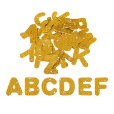 Alphabet Foam Stickers, 52Pcs Letters A-Z EVA Self Adhesive Glitters, Golden