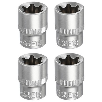 4pcs E-Torx Stecknuss für 3/8'' Antrieb E18 Stern 1.2'' Lang 35K Legierter Stahl